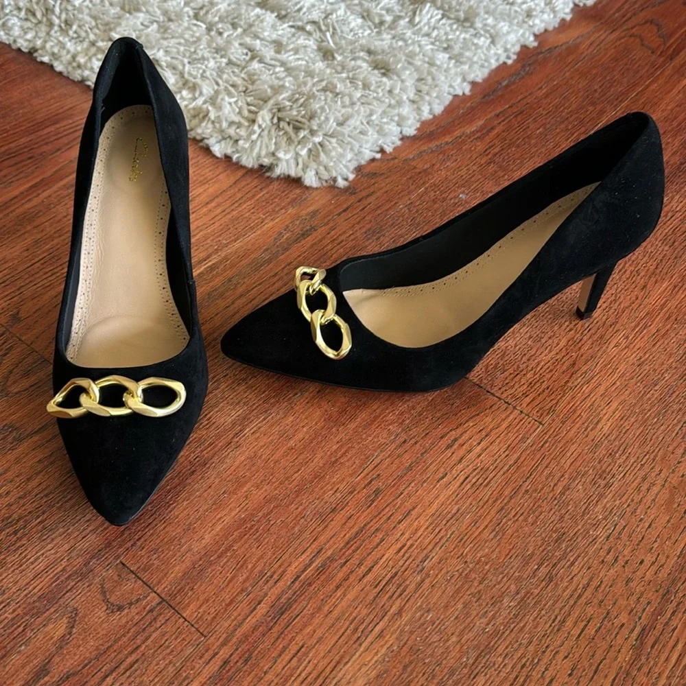 Clarks Black Suede Pumps - Picture 1 of 7